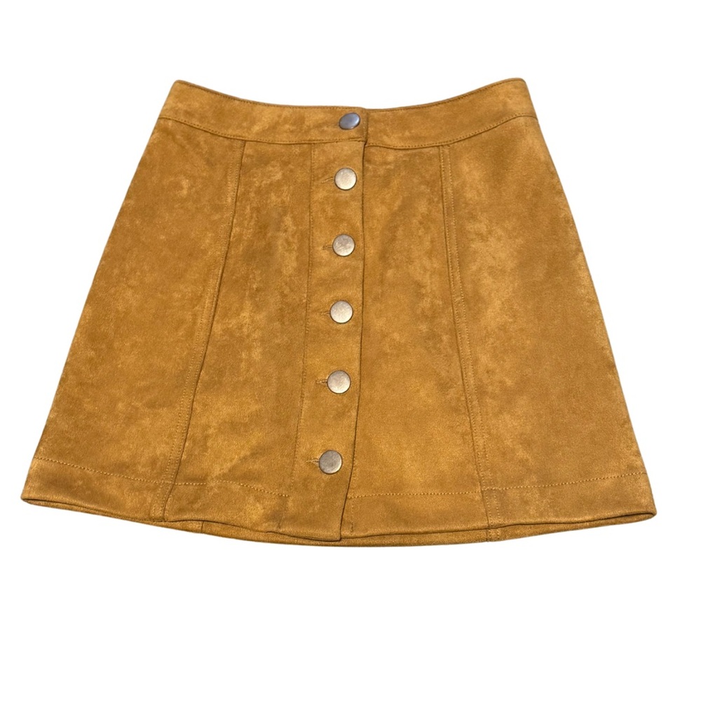 NWOT Forever 21 Camel Button-Front Suede Mini Skirt